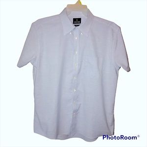 Stafford Wrinkle Free Short Sleeve Oxford Dress Shirt in Light Blue Size 17 1/2